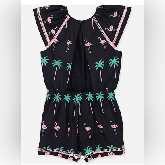 Country Road Girls Size 8 Playsuit - Grey with Flamingos & Palm Trees - Picture 2 of 7